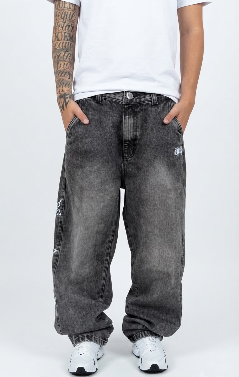 Calça Balão/Baggy "Três Cruz" Tripside Cinza Marmorizado