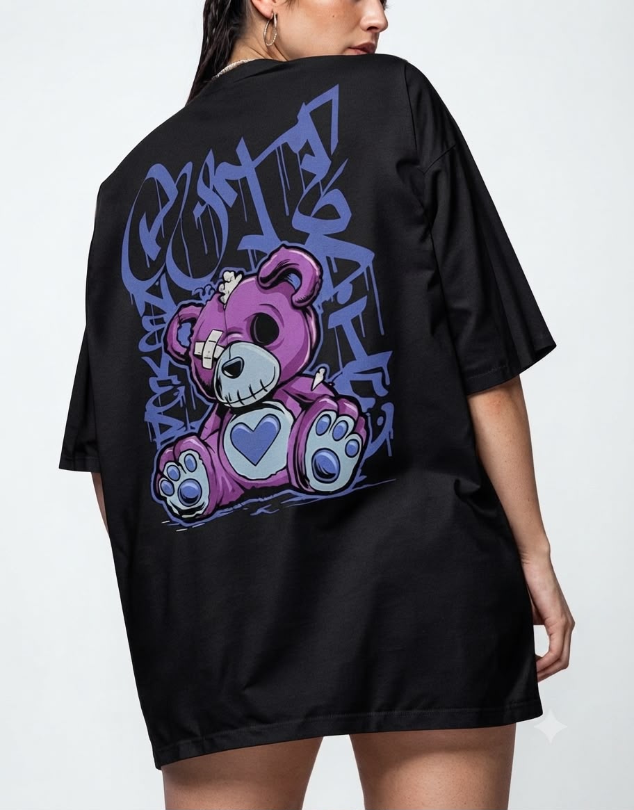 Camiseta Unissex Oversized Urso Graffiti